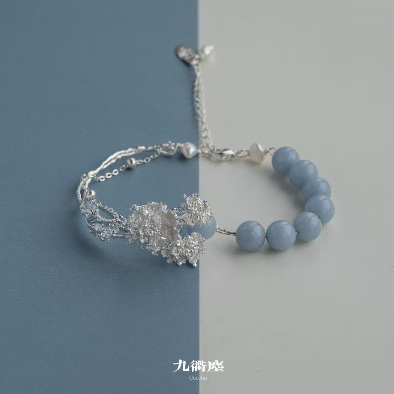 The Summer Veil-Adjustable Sterling Silver Bracelet Botanical Jewelry