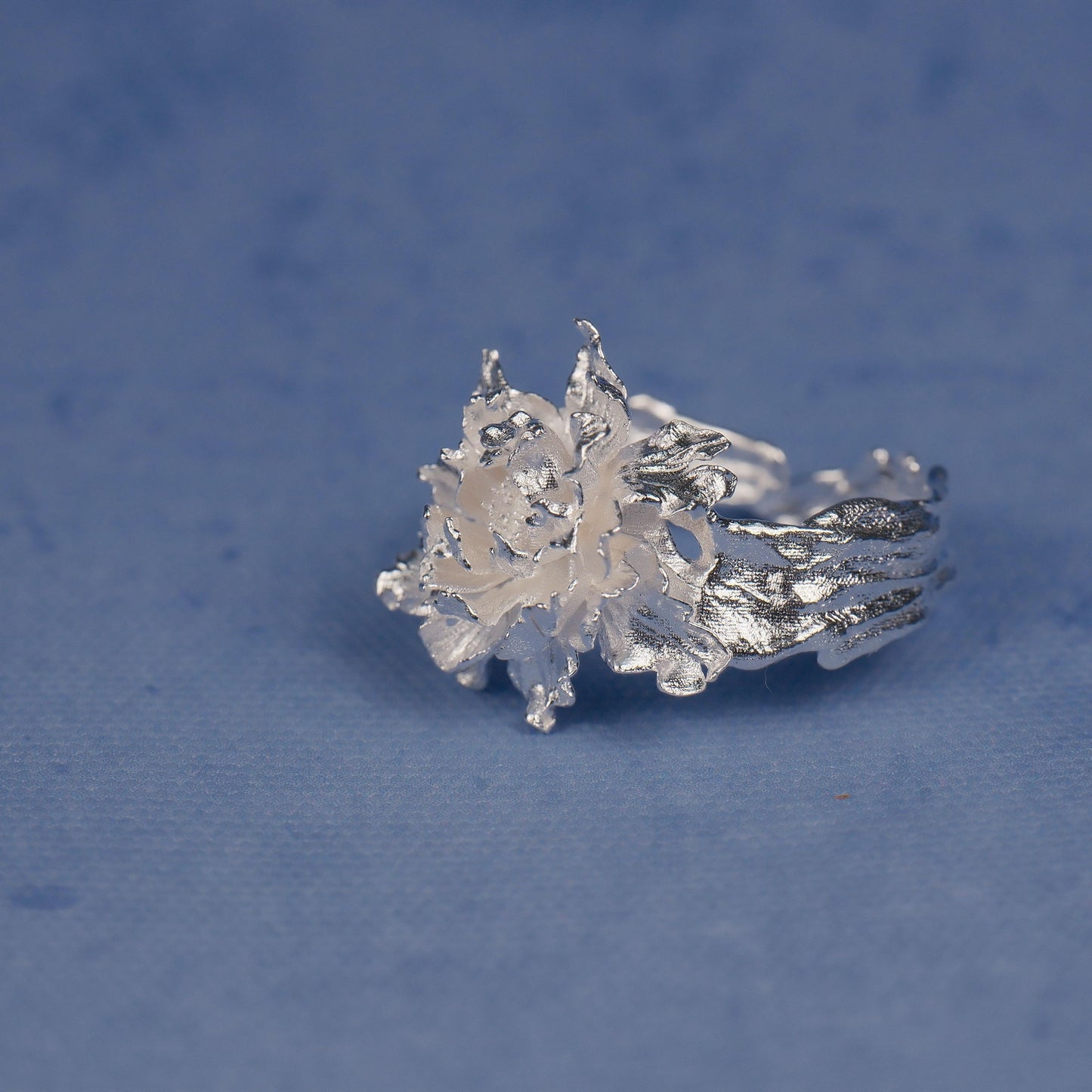 Peony Ring-Adjustable Sterling silver Botanical Jewelry