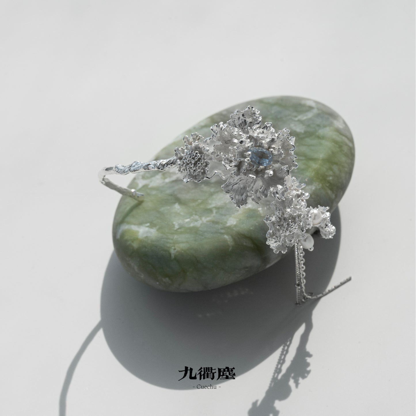 The Summer Veil-Adjustable Sterling Silver Bracelet Botanical Jewelry