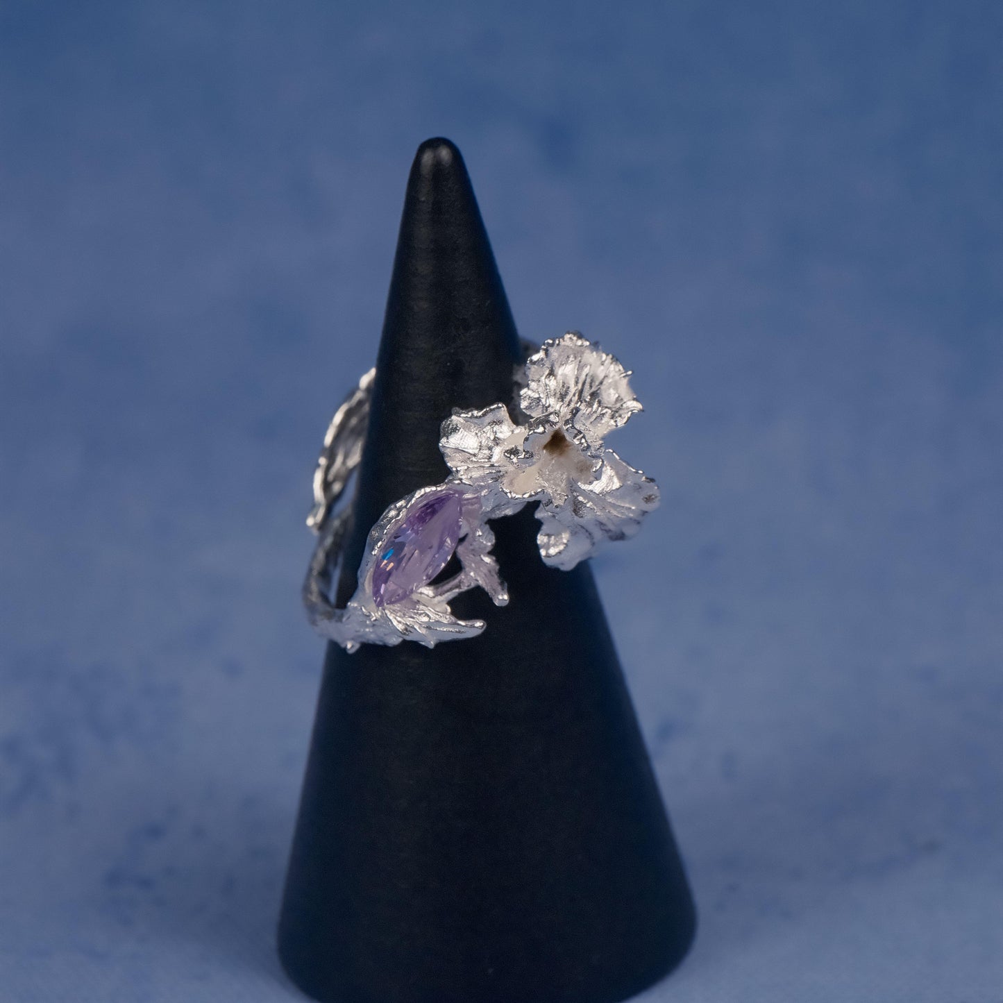 Iris Ring-Adjustable Sterling silver Botanical Jewelry