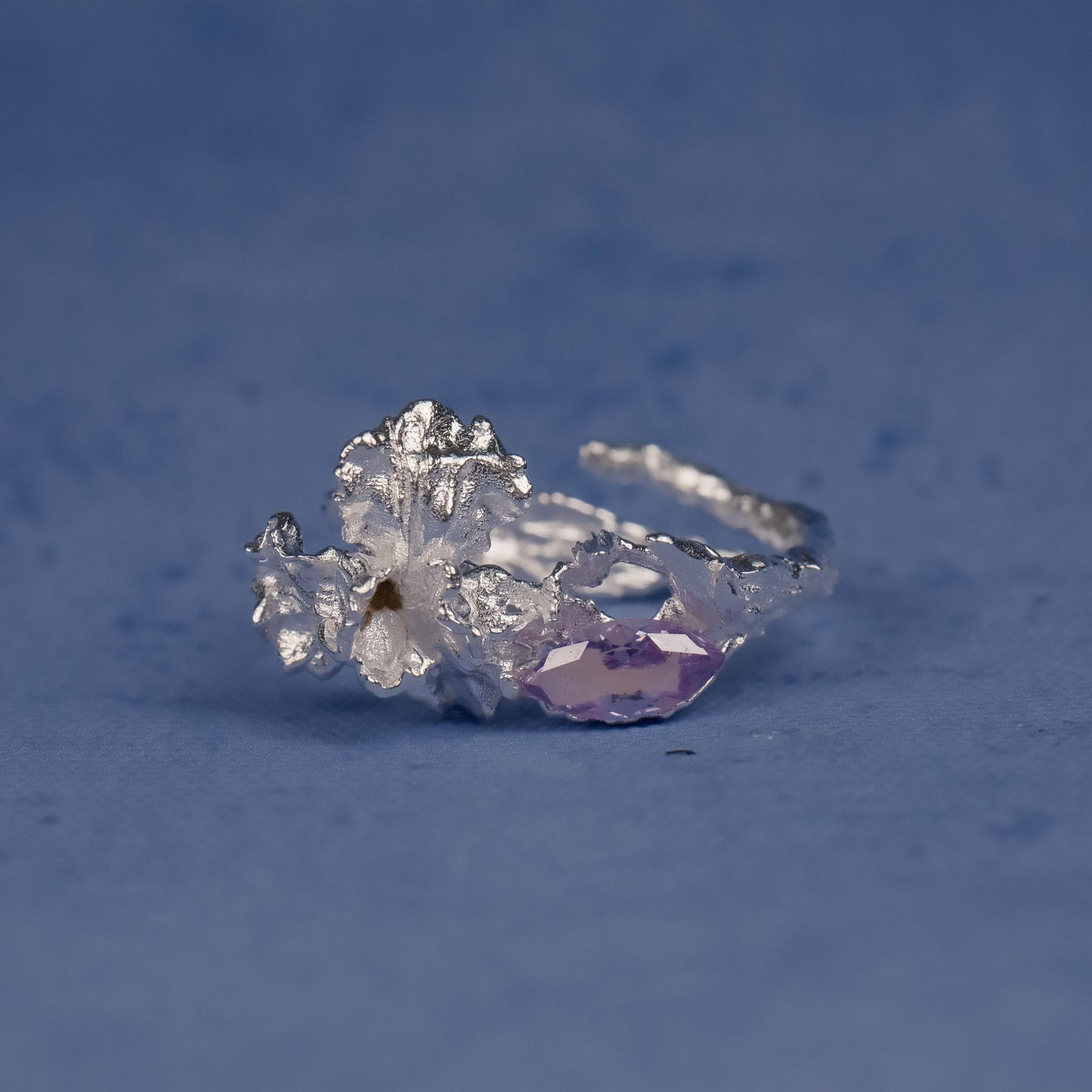 Iris Ring-Adjustable Sterling silver Botanical Jewelry
