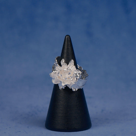 Peony Ring-Adjustable Sterling silver Botanical Jewelry