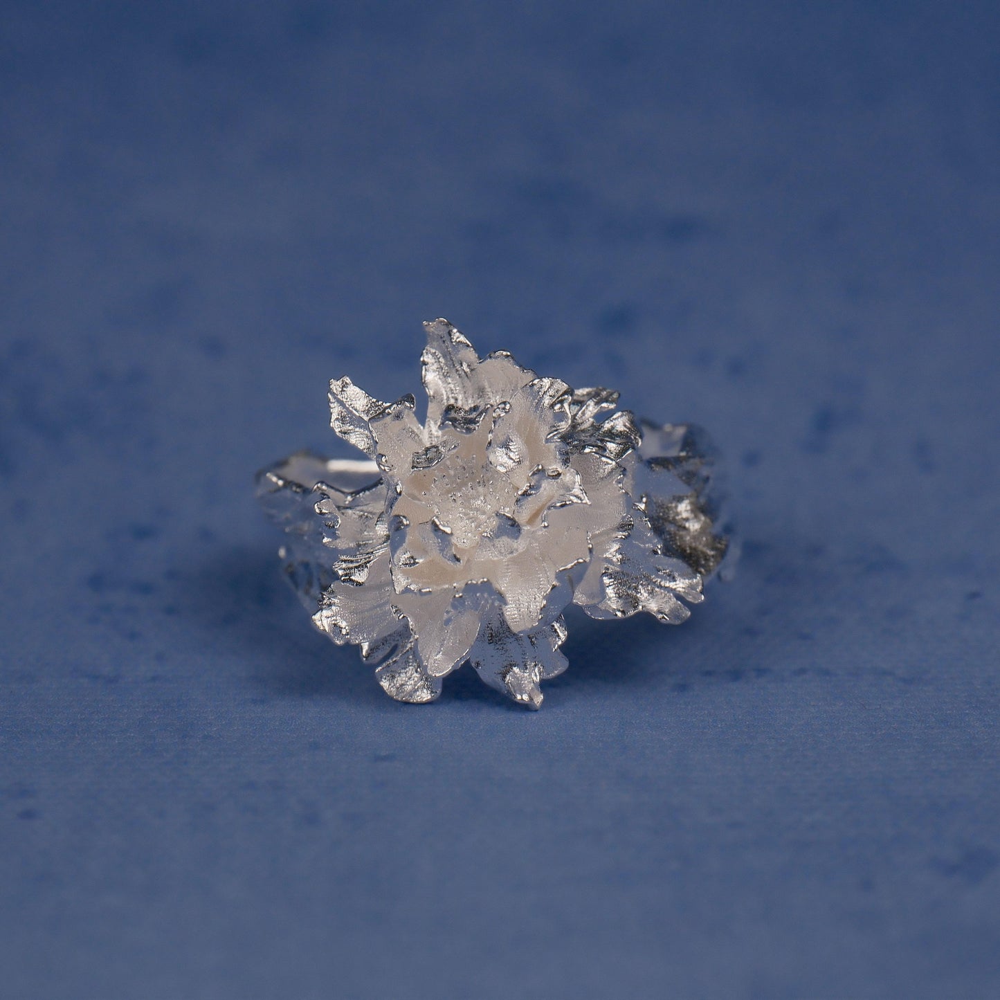 Peony Ring-Adjustable Sterling silver Botanical Jewelry
